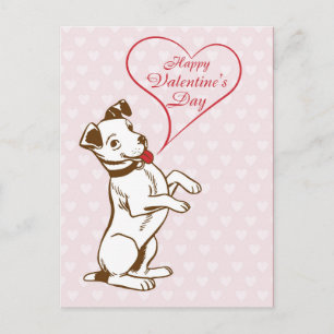 Carte Postale Joyeux Jour des Valentines de Chien Vintage