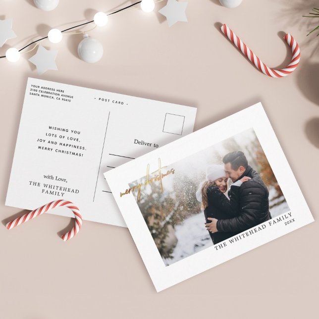 Carte Postale Joyeux Joyeux Joyeux Noël en or blanc (Créateur téléchargé)