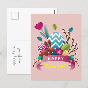 Carte Postale Joyeux lapin de Pâques, conception d'oeufs