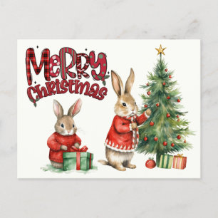 Carte Postale Joyeux lapins de Noël