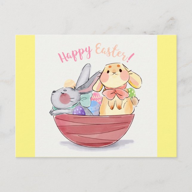 Carte Postale Joyeux lapins de Pâques (Devant)