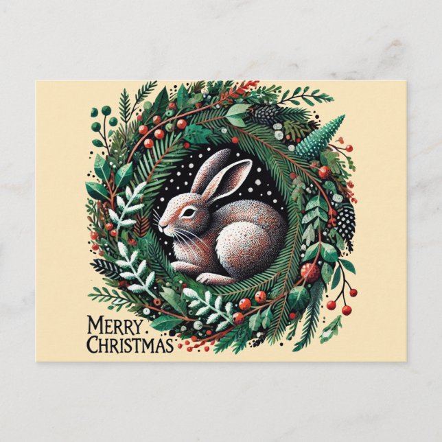 Carte Postale Joyeux lièvre de Noël (Devant)