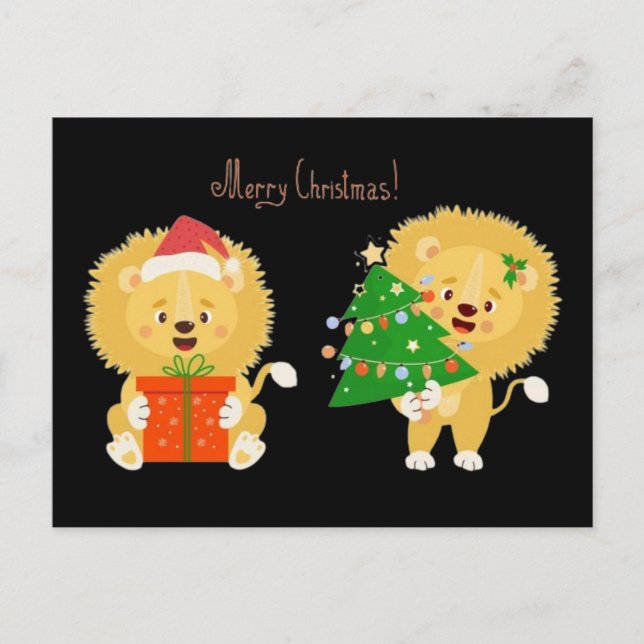 Carte Postale Joyeux Lion Cubs Xmas (Devant)