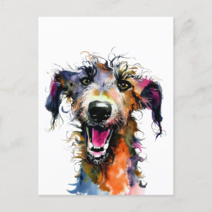 Carte Postale Joyeux Lurcher   Design coloré de lurcher   Happy 