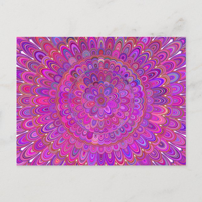 Carte Postale Joyeux Mandala violet et rose (Devant)