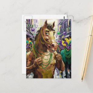Carte Postale Joyeux Mardi Gras Cheval Brown