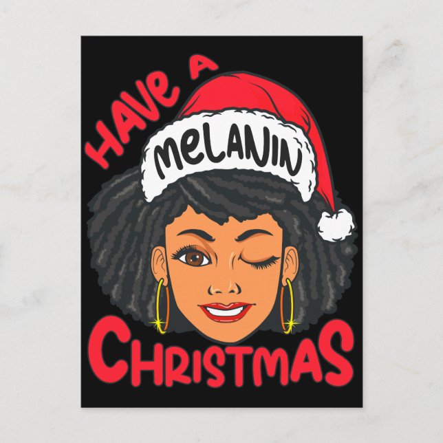Carte Postale Joyeux Melanin Noël Joyeux X mas Black Sista (Devant)