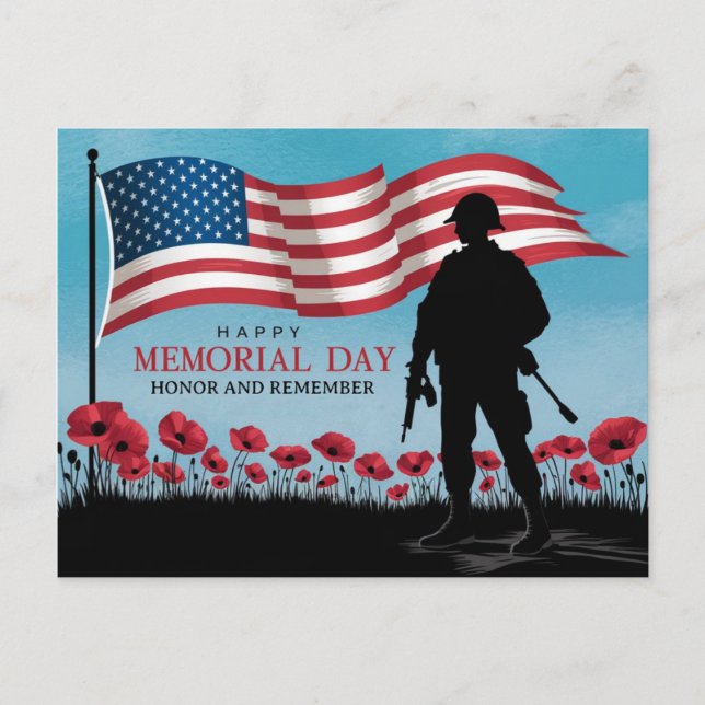 Carte Postale Joyeux Memorial Day Coquelicots Rouges Militaire (Devant)