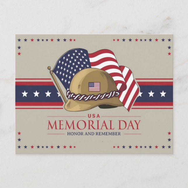 Carte Postale Joyeux Memorial Day USA Drapeau militaire (Devant)