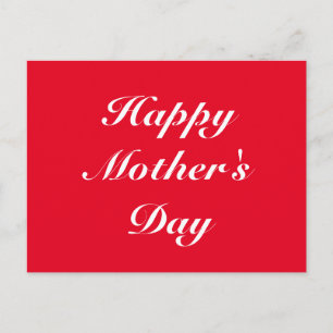 Carte Postale Joyeux Mère's Day rouge blanc script élégant chic