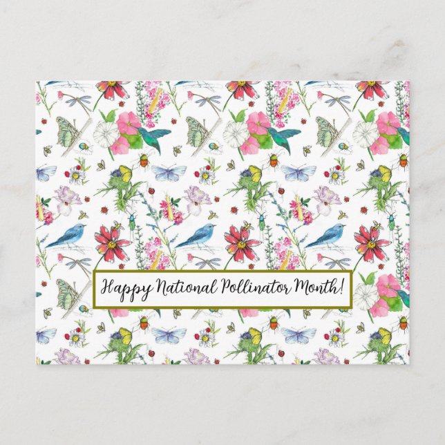 Carte Postale Joyeux mois national des pollinisateurs Juin abeil (Devant)