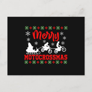 Carte Postale Joyeux Motocrossmas Motocyclette Père Noël Laid Xm