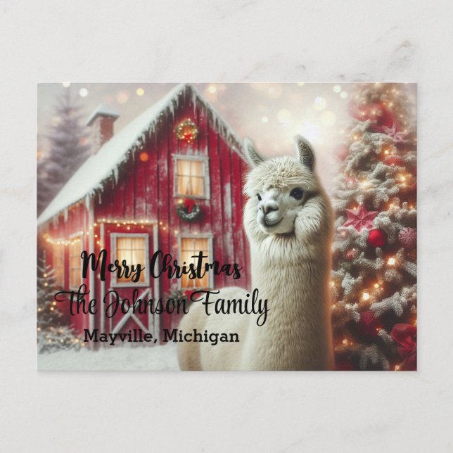 Carte Postale Joyeux Noël Alpaca  (Devant)