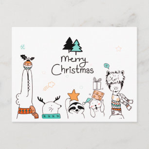 Carte Postale Joyeux Noël Animaux caricaturaux   Vacances