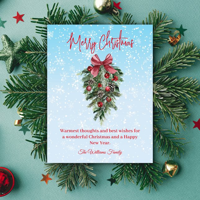 Carte Postale joyeux noël aquarelle noël arbre neige (Créateur téléchargé)