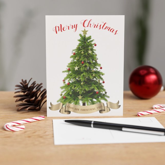 Carte postale Joyeux Noël Arbre (A festive Christmas tree postcard with space for your name)