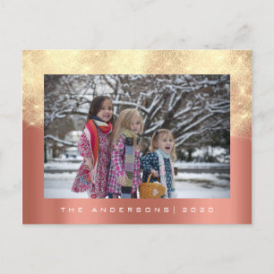 Carte Postale Joyeux Noël Arbre Bonne Année Coral Gold Parties s