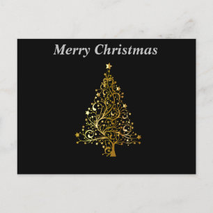 Carte Postale Joyeux Noël Arbre Noir et Or