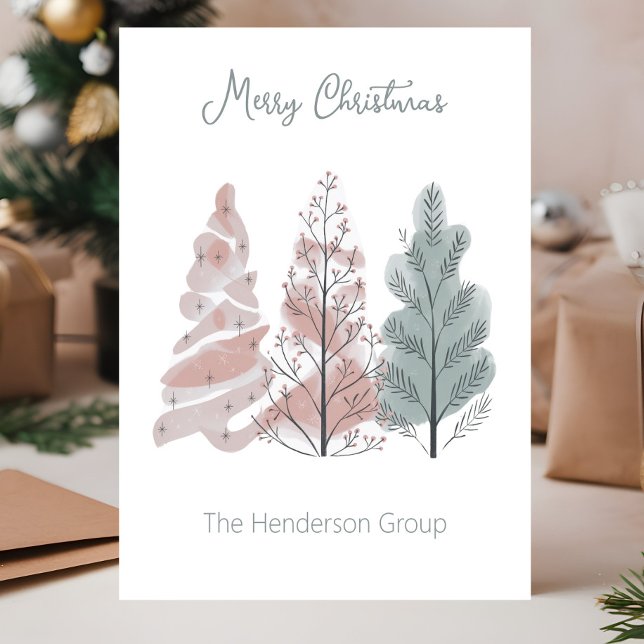 Carte Postale Joyeux Noël Arbres Entreprise QR Code (Créateur téléchargé)