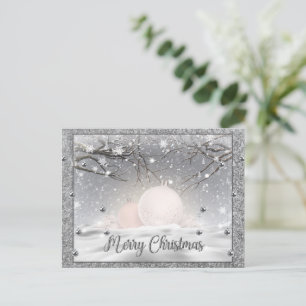 Carte Postale Joyeux Noël Argent Élégant, Joyeux Noël