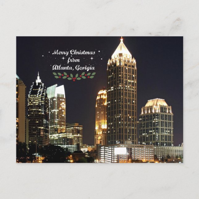 Carte Postale "Joyeux Noël", Atlanta, Georgia Skyline (Devant)