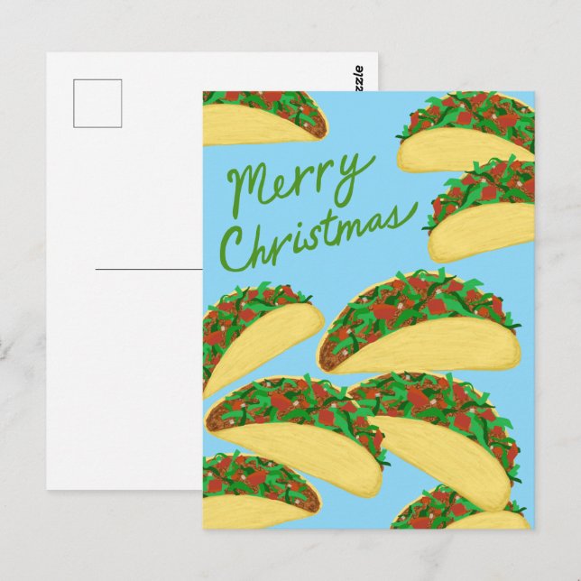 Carte Postale JOYEUX NOËL Avalanche de Tacos Délicieuses Fêtes (Devant / Derrière)
