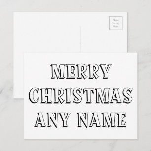 Carte Postale Joyeux Noël avec n'importe quel nom à colorier soi