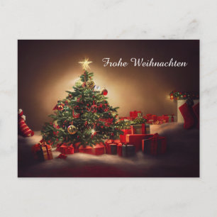 Carte Postale Joyeux Noël avec sapin de Noël et cadeaux