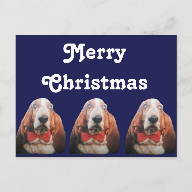 Carte postale Joyeux Noël Basset Hounds (Devant)