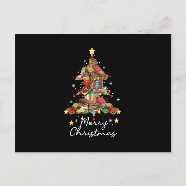 Carte Postale Joyeux Noël Bibliothèque Arbre Lecture Lover Li (Devant)