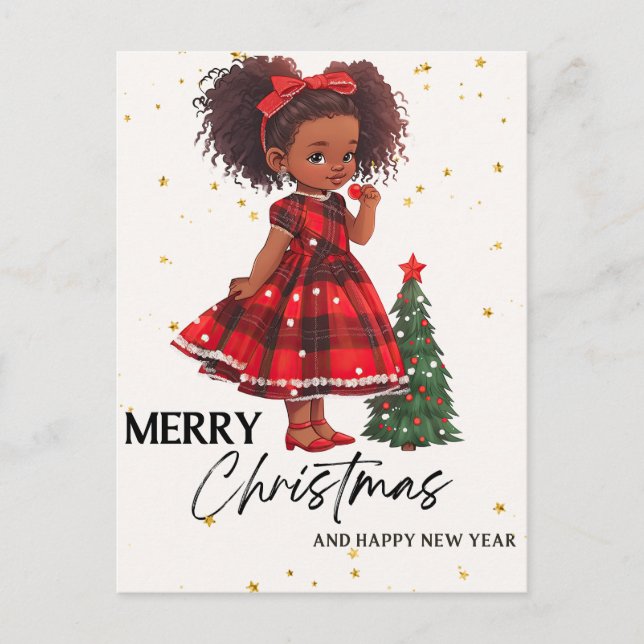 Carte Postale Joyeux Noël Black Girl Magic Melanin Xmas Fun (Devant)