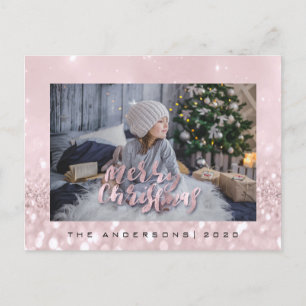 Carte Postale Joyeux Noël Blush Gold Spark Parties scintillant p