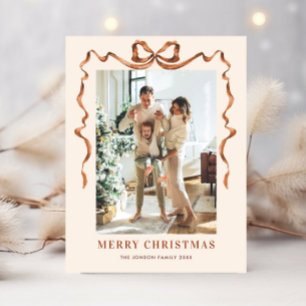 Carte Postale Joyeux Noël Boho Bow Ribbon 2 Photo