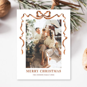 Carte Postale Joyeux Noël Boho Bow Ribbon 2 Photo