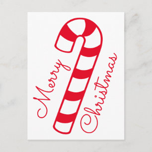 Carte Postale Joyeux Noël Bonbon rayé rouge et blanc