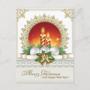 Carte Postale Joyeux Noël Bonne Année Ornement de Noël