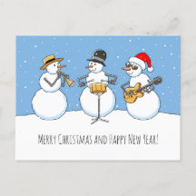 Joyeux Noël Bonne année Snowman Jazzband