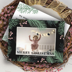 Carte Postale Joyeux Noël botanique une photo