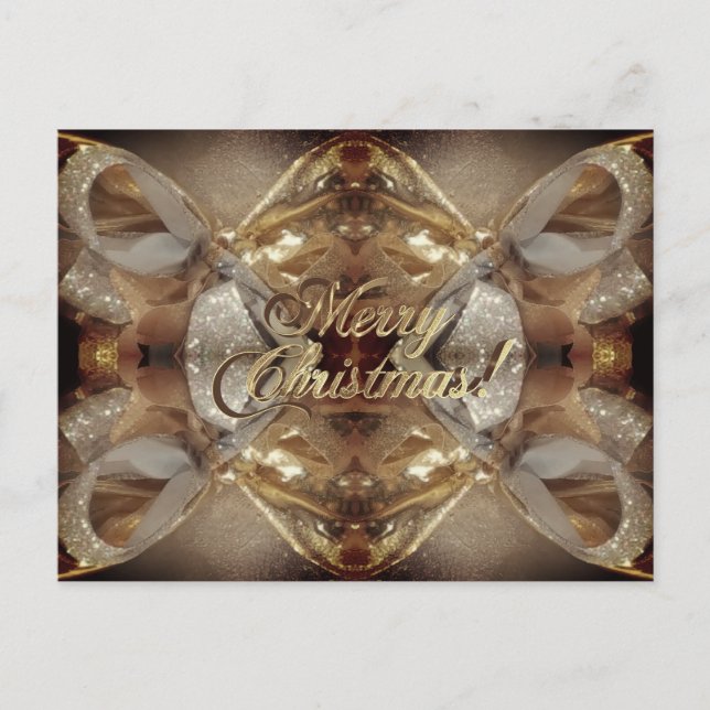 Carte Postale Joyeux Noël Brown Faux Gold Script Élégant (Devant)