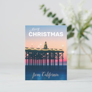 Carte Postale Joyeux Noël de California Pink Blue Photo