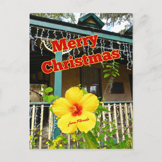 Carte Postale Joyeux Noël de Floride Hibiscus tropical (Devant)