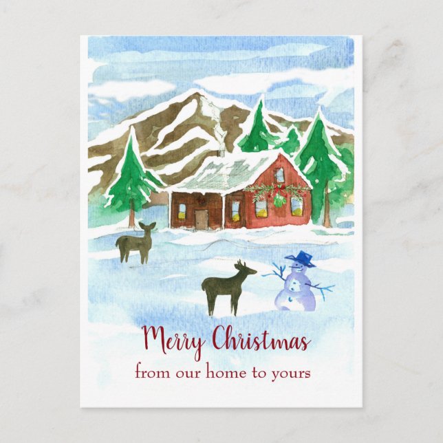 Carte Postale Joyeux Noël De Notre Maison À Votre Cerf (Devant)