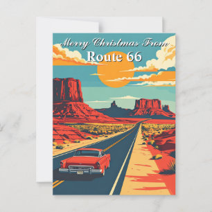 Carte Postale Joyeux Noël de Route 66 Retro Road Trip
