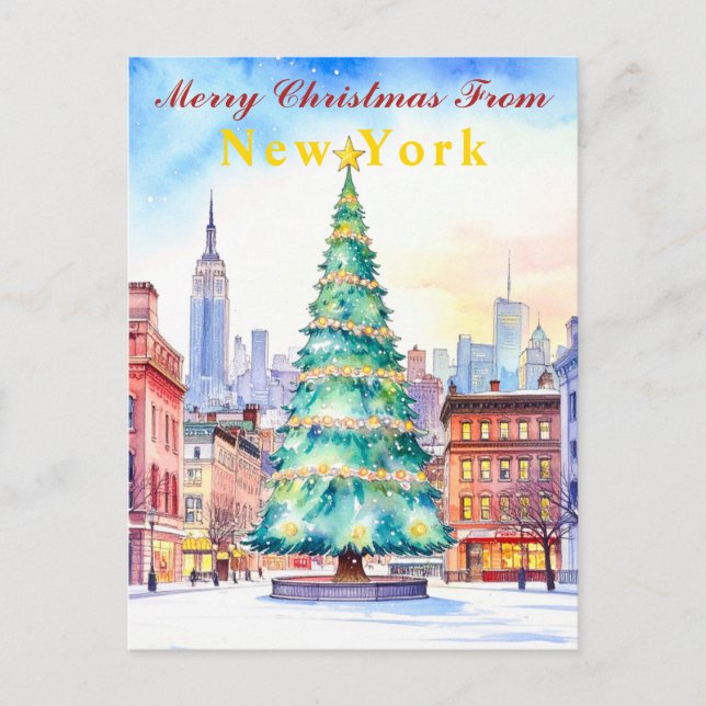 Carte Postale Joyeux Noël depuis l'arbre de Noël festif de New Y (Devant)