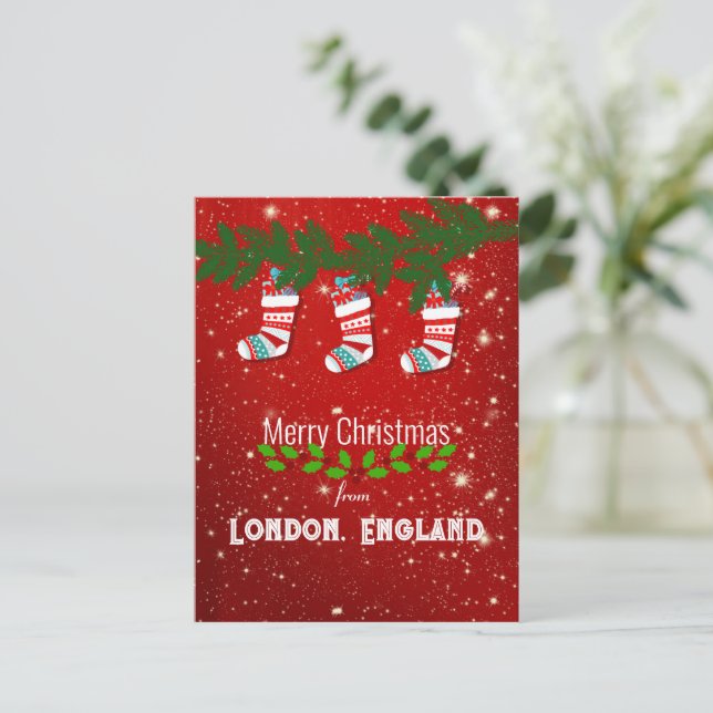 Carte Postale Joyeux Noël depuis Londres, Angleterre (Debout devant)