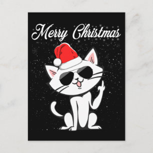 Carte Postale Joyeux Noël Doigt Moyen Rude Xmas Chat Vilain