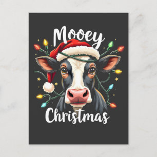 Carte Postale Joyeux Noël Drôle de Xmas Vache Amoureux de Bovins