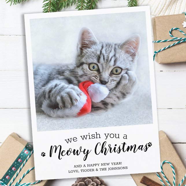 Carte Postale Joyeux Noël Du Chat Modern Animaux Photo Holi (Créateur téléchargé)