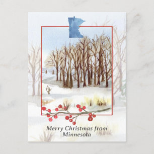 Carte Postale Joyeux Noël du paysage hivernal du Minnesota