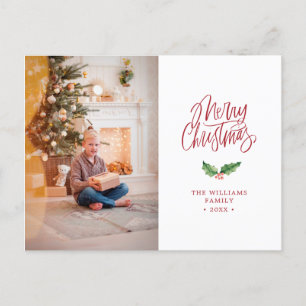 Carte Postale Joyeux Noël Élégant Simple Photo Fêtes